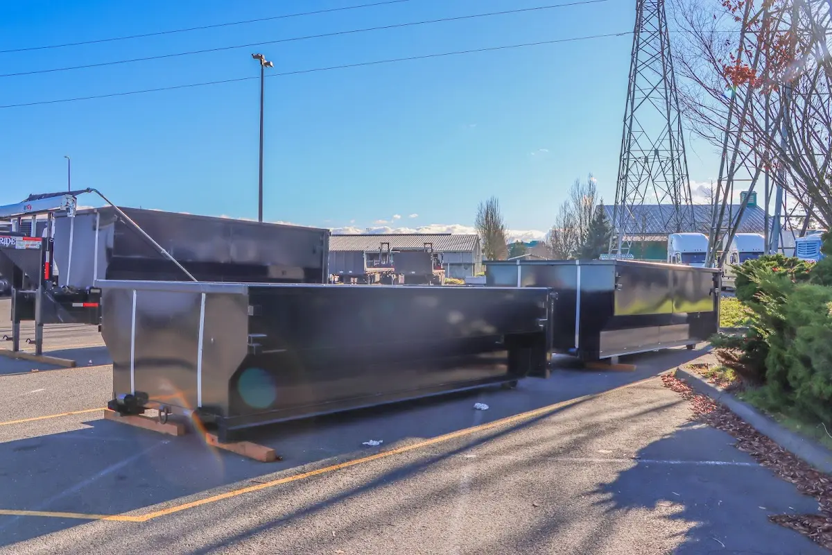 Roll-off dumpster ready for waste disposal at job site for 15 Yard Dumpster Rental in Ozark